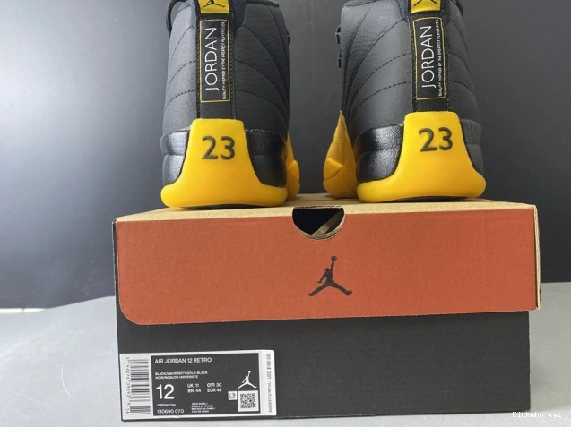 Gold 12 University Jordan Black Air Retro 130690-070 0719
